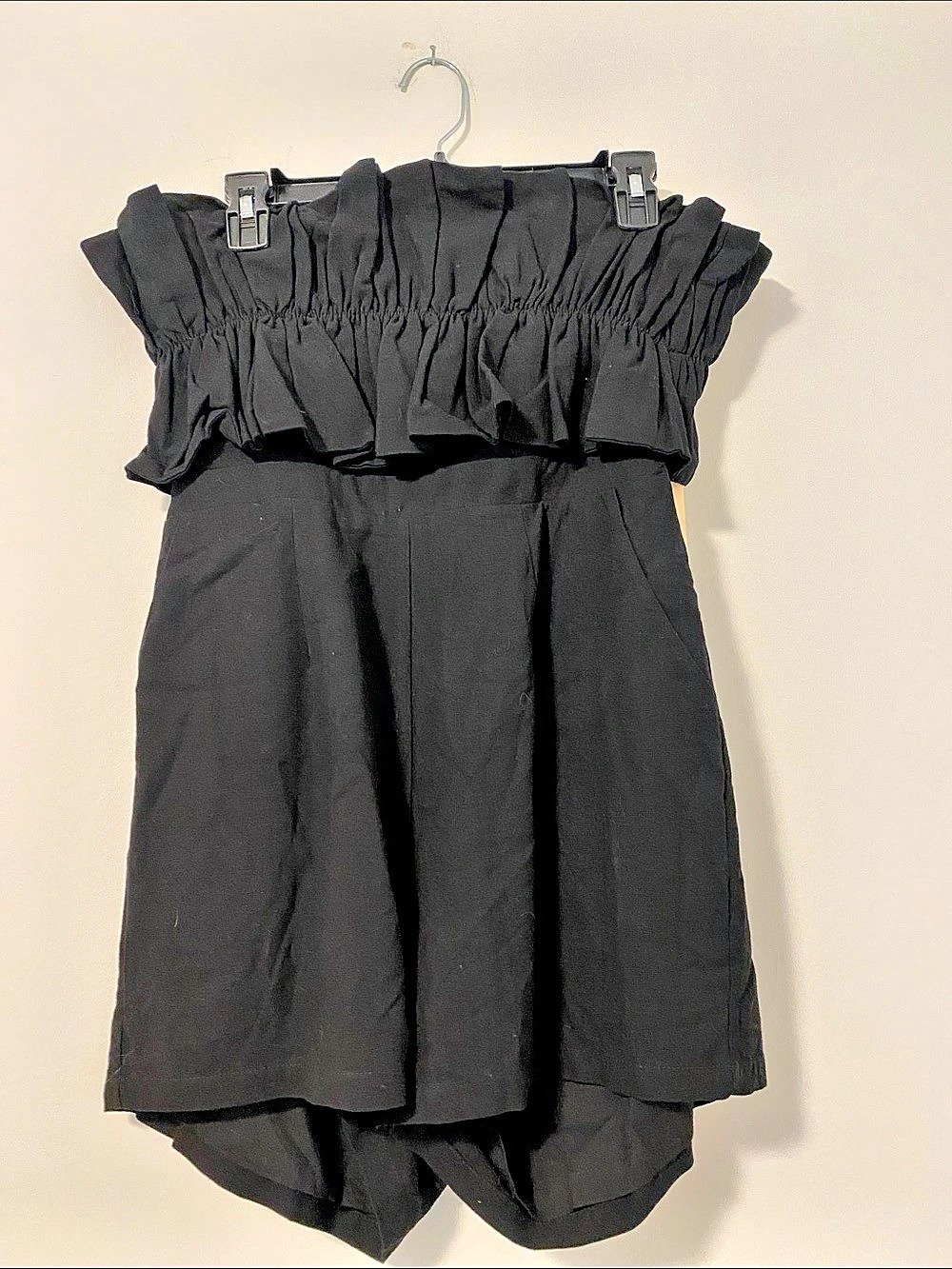 Entro Black Strapless Ruffle Romper